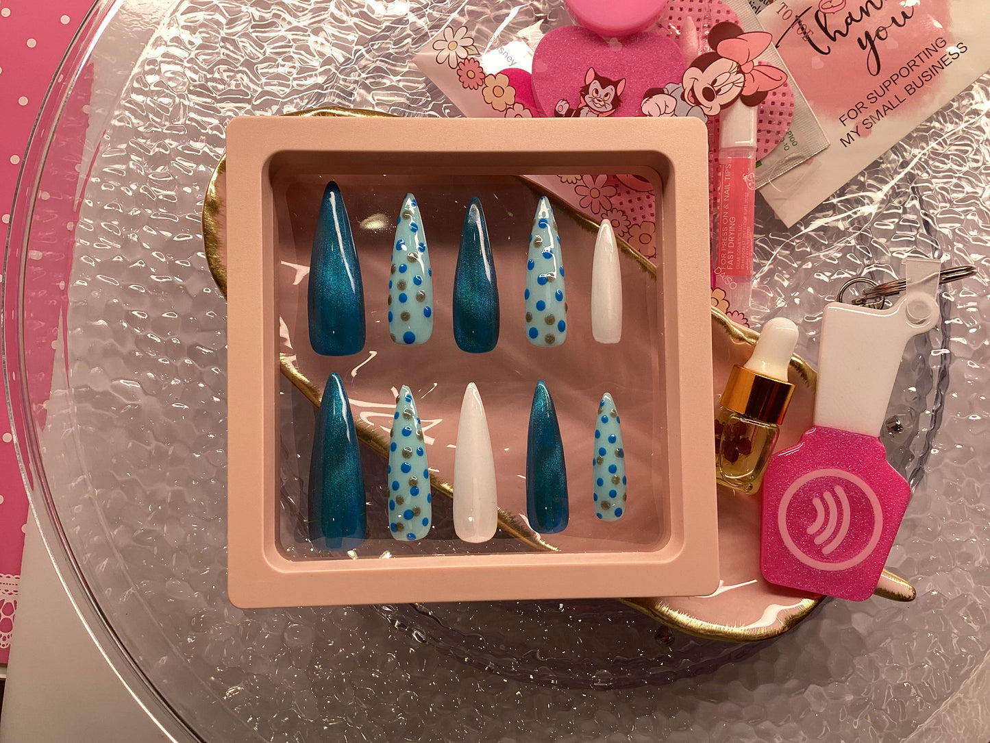 Blue Cat Eye - Xtra Long Stilleto